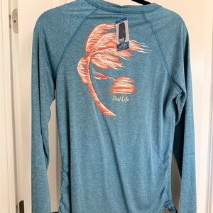 Blue Long Sleeve with Palm Tree Design